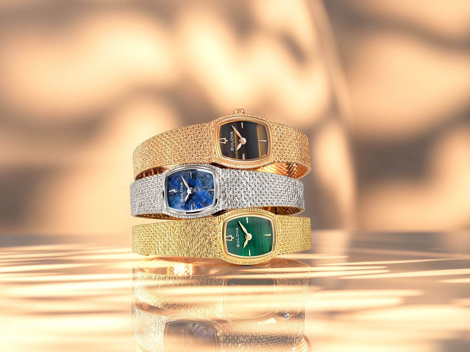 BULOVA Goddes Of Time Green Malachite Dial 17mm Gold Stainless Steel Mesh Bracelet 97L184 - 6