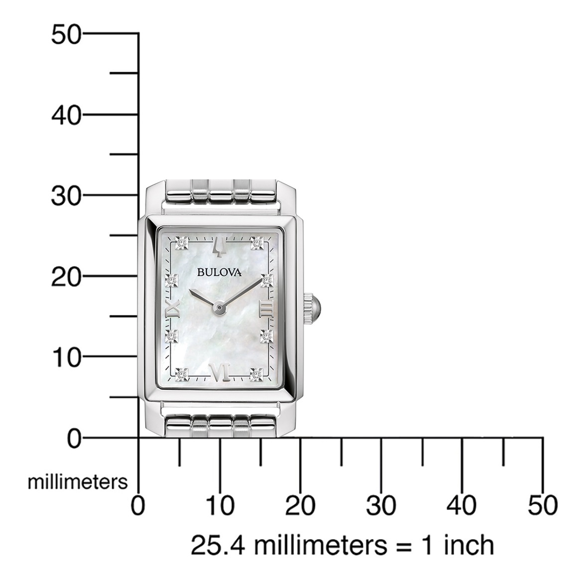 BULOVA Sutton White Pearl Dial with Diamonds 21×33mm Silver Stainless Steel Bracelet 96P244 - 6