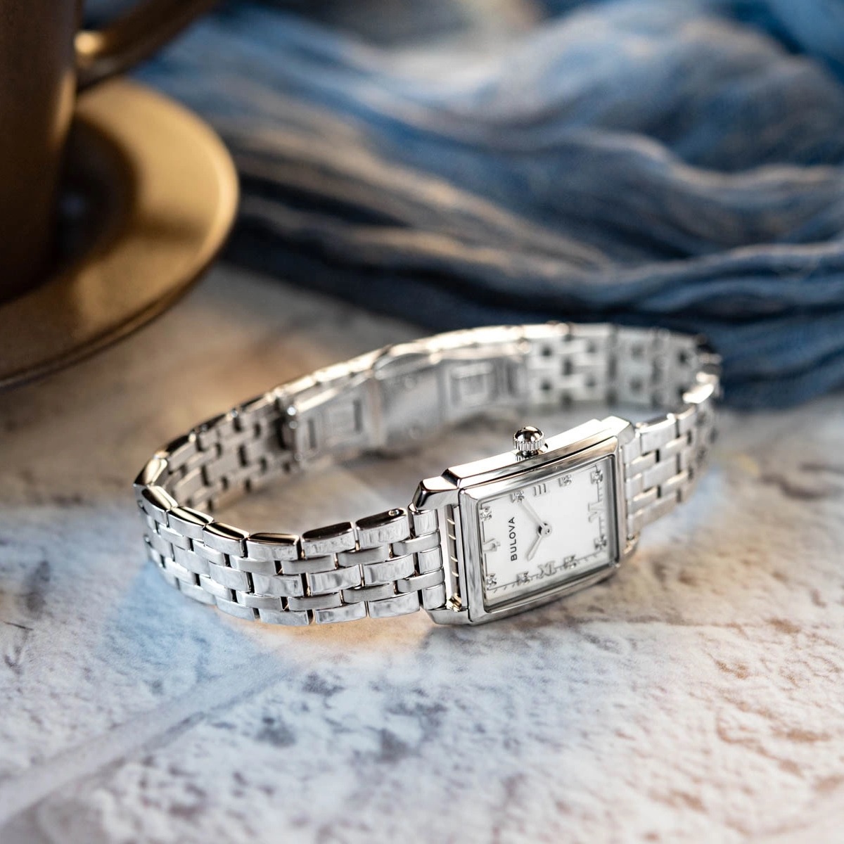 BULOVA Sutton White Pearl Dial with Diamonds 21×33mm Silver Stainless Steel Bracelet 96P244 - 7