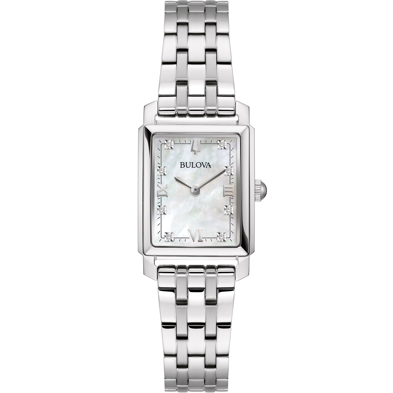 BULOVA Sutton White Pearl Dial with Diamonds 21×33mm Silver Stainless Steel Bracelet 96P244 - 