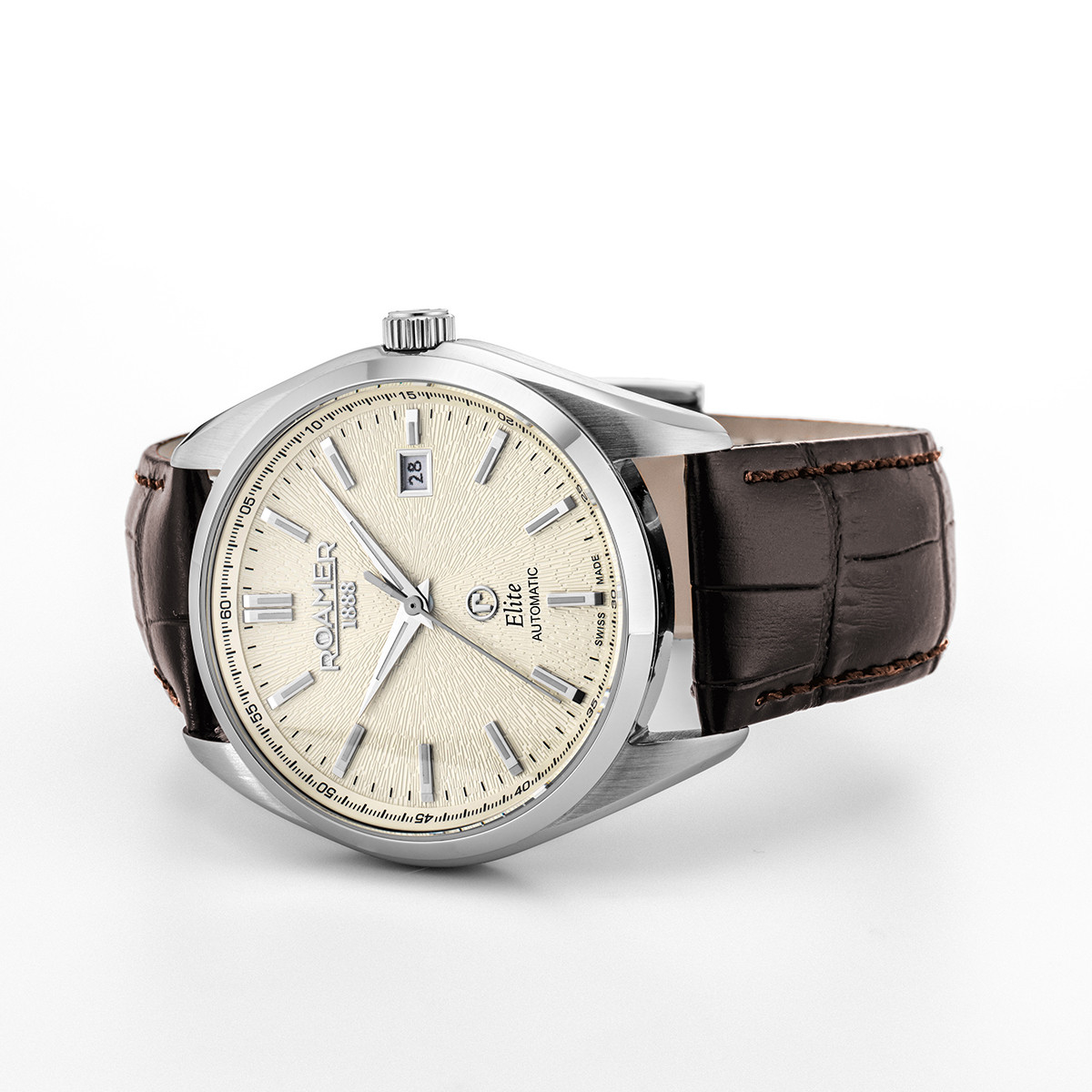 ROAMER Elite Automatic Beige Dial 42mm Silver Stainless Steel Bracelet Box Set with Brown Leather Strap 970983-41-05-20 - 5