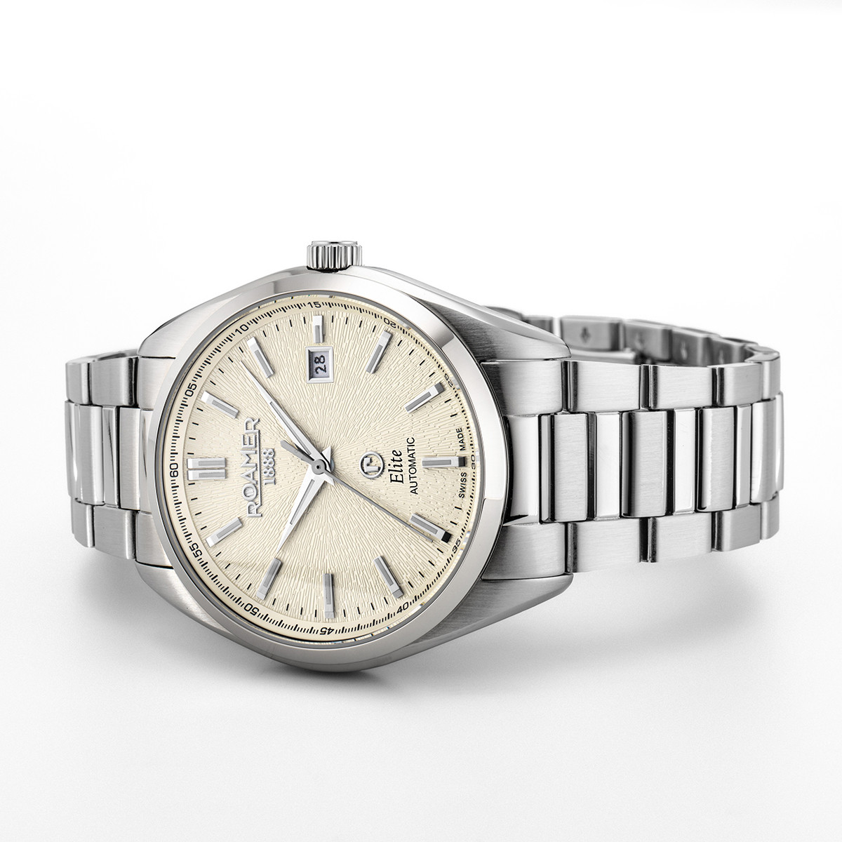 ROAMER Elite Automatic Beige Dial 42mm Silver Stainless Steel Bracelet Box Set with Brown Leather Strap 970983-41-05-20 - 4