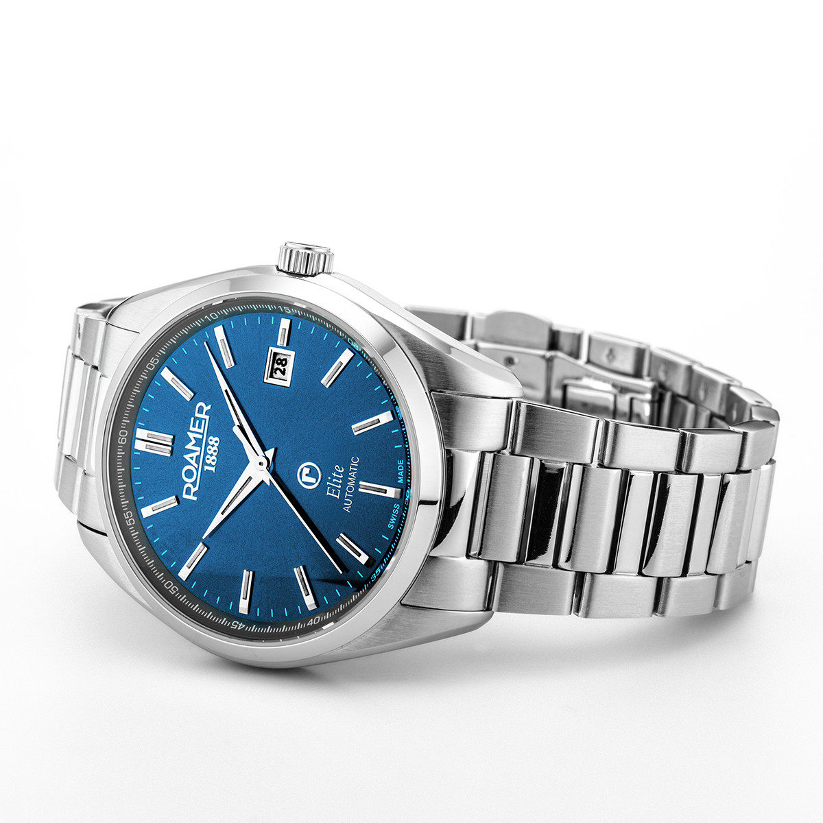 ROAMER Elite Automatic Blue Dial 42mm Silver Stainless Steel Bracelet Box Set with Black Leather Strap 970983-41-45-20 - 4