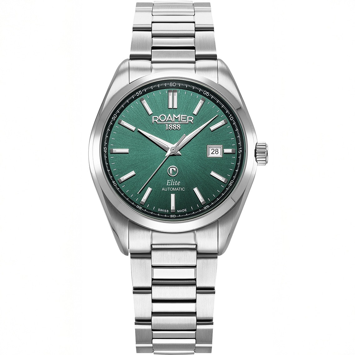 ROAMER Elite Automatic Green Dial 42mm Silver Stainless Steel Bracelet Box Set with Black Leather Strap 970983-41-75-20 - 