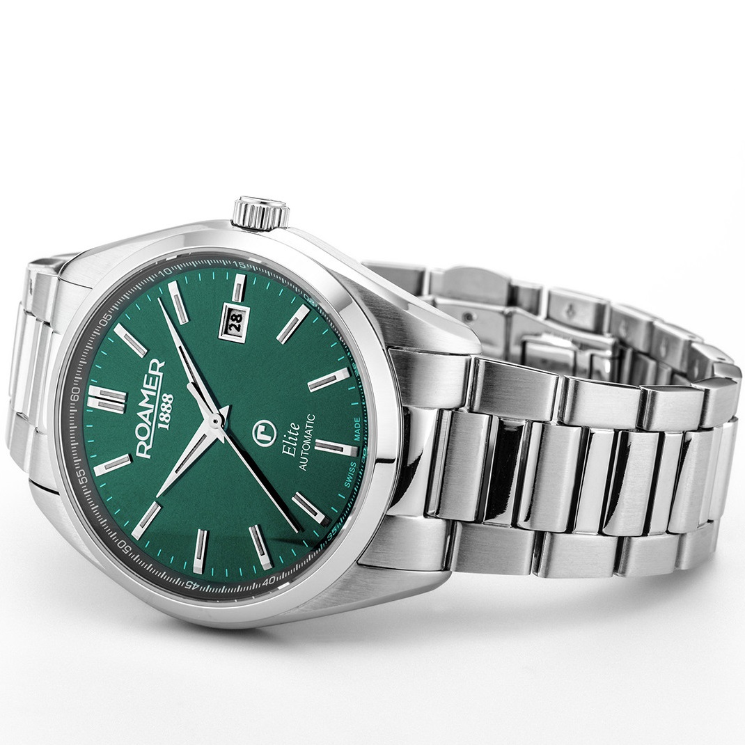 ROAMER Elite Automatic Green Dial 42mm Silver Stainless Steel Bracelet Box Set with Black Leather Strap 970983-41-75-20 - 4