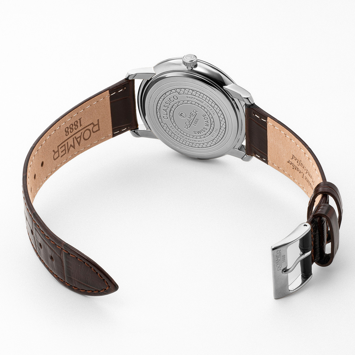 ROAMER Classico Gents Green Dial 40mm Silver Stainless Steel Brown Leather Strap 971856-41-75-05 - 3
