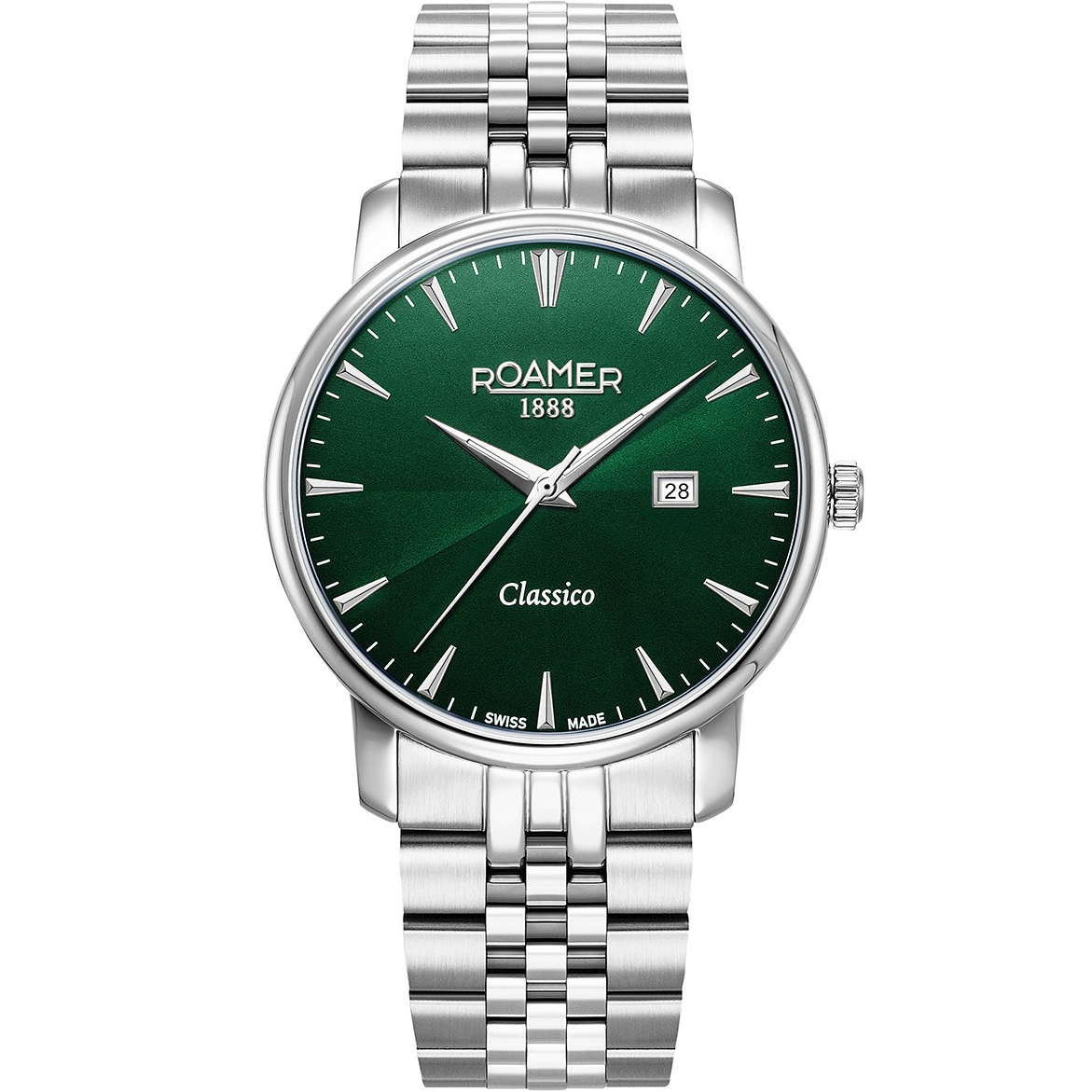 ROAMER Classico Gents Green Dial 40mm Silver Stainless Steel Bracelet 971856-41-75-50 - 