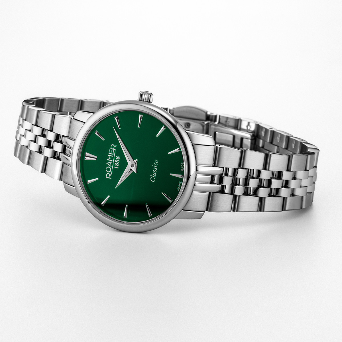 ROAMER Classico Ladies Green Dial 30mm Silver Stainless Steel Bracelet 971857-41-75-50 - 