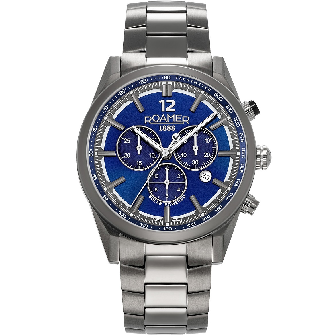 ROAMER Helios Power Chronograph Blue Dial 43.5mm Black Titanium Bracelet 973981-44-45-20 - 