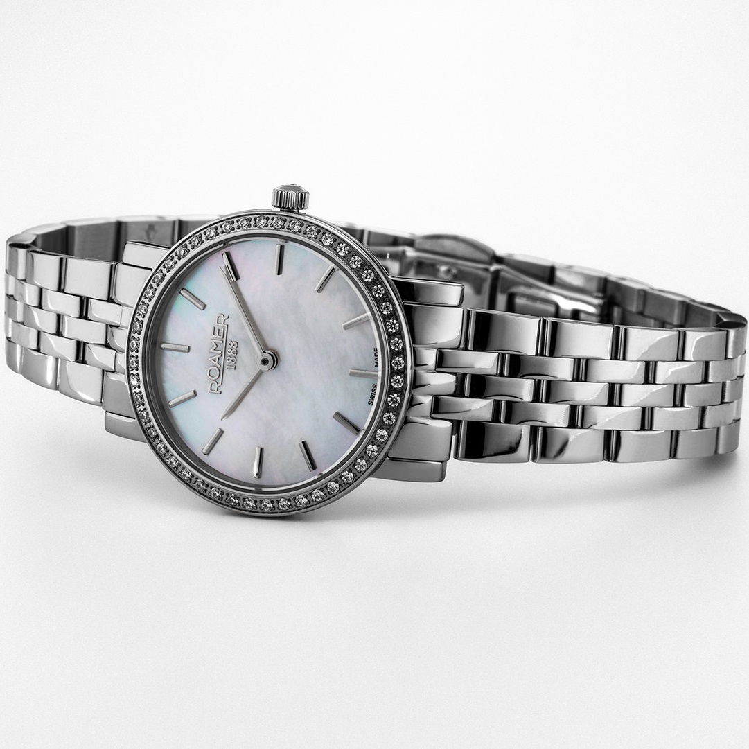 ROAMER Scala Crystals White Pearl Dial 28mm Silver Stainless Steel Bracelet 976830-41-20-50 - 