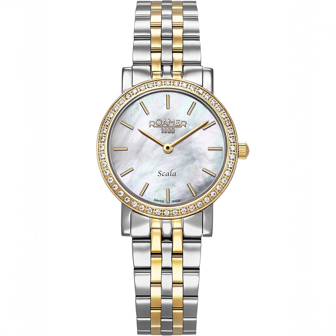 ROAMER Scala Crystals White Pearl Dial 28mm Two Tone Gold Stainless Steel Bracelet 976830-47-20-50 - 