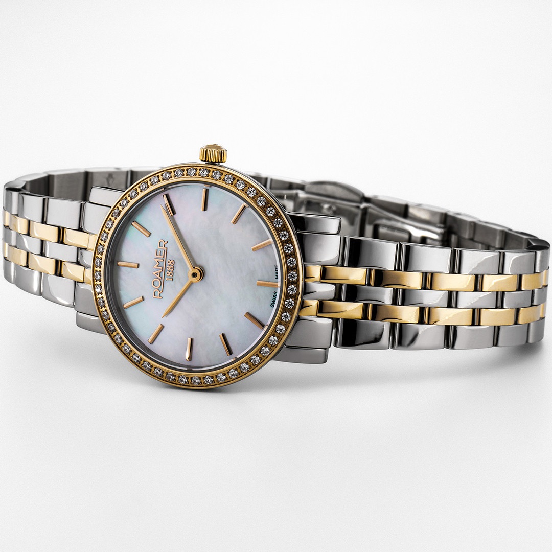 ROAMER Scala Crystals White Pearl Dial 28mm Two Tone Gold Stainless Steel Bracelet 976830-47-20-50 - 