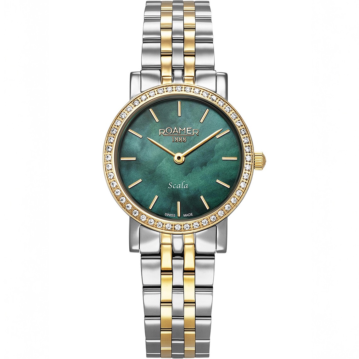 ROAMER Scala Crystals Green Pearl Dial 28mm Two Tone Gold Stainless Steel Bracelet 976830-47-70-50 - 