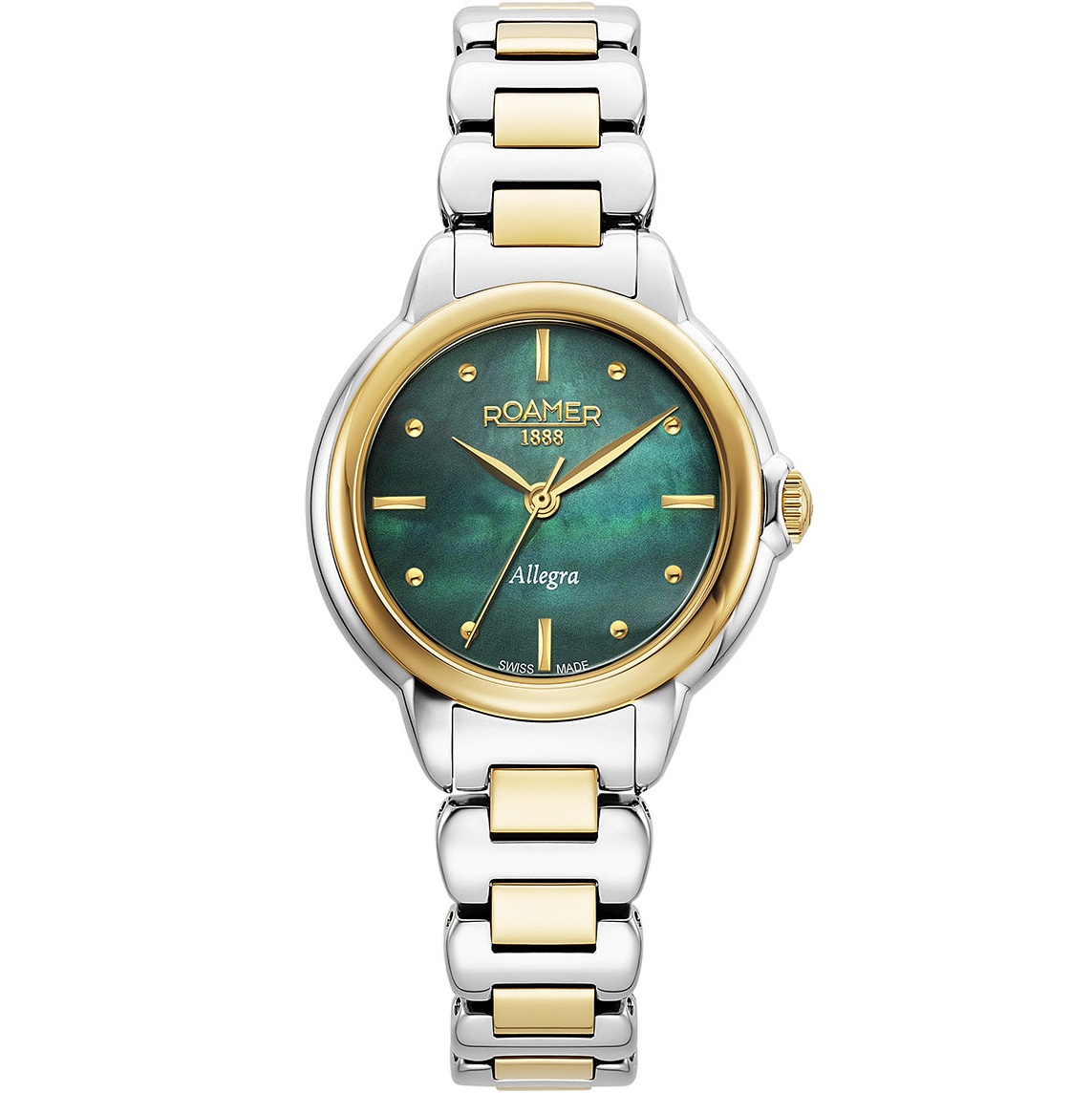 ROAMER Allegra Green Pearl Dial 32mm Two Tone Gold Stainless Steel Bracelet 977847-47-70-20 - 