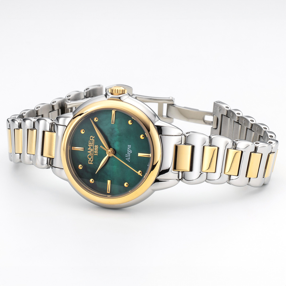 ROAMER Allegra Green Pearl Dial 32mm Two Tone Gold Stainless Steel Bracelet 977847-47-70-20 - 