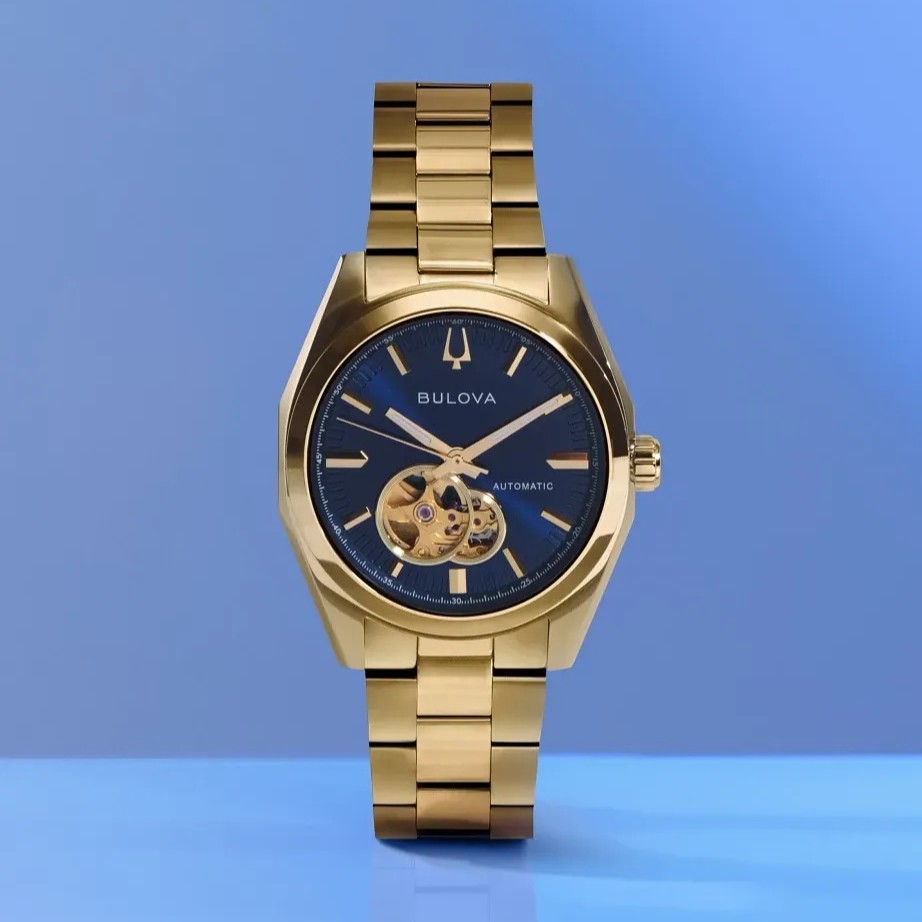 BULOVA Surveyor Open Aperture Automatic Blue Dial 39mm Gold Stainless Steel Bracelet 97A203 - 5