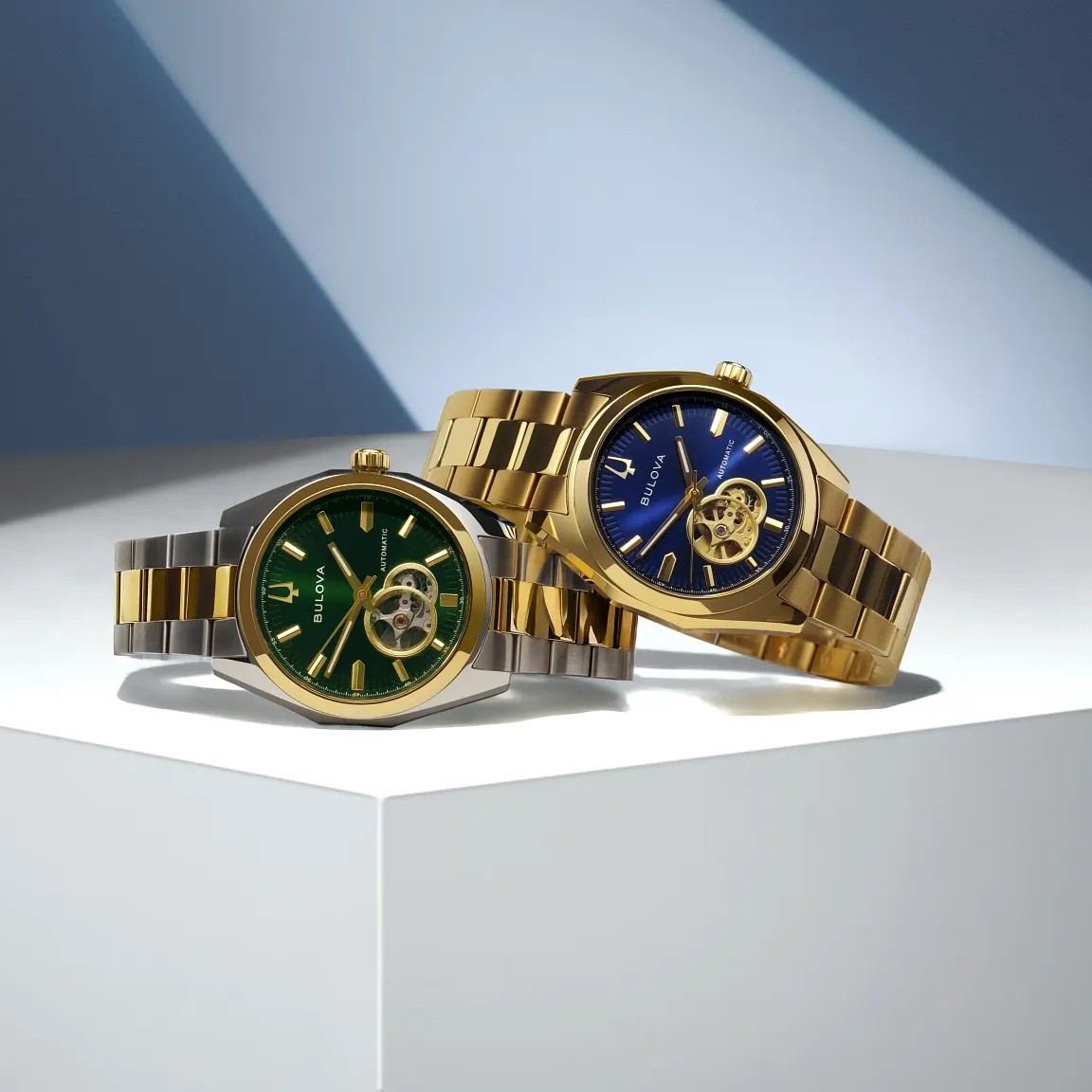 BULOVA Surveyor Open Aperture Automatic Green Dial 39mm Two Tone Gold Stainless Steel Bracelet 98A338 - 6