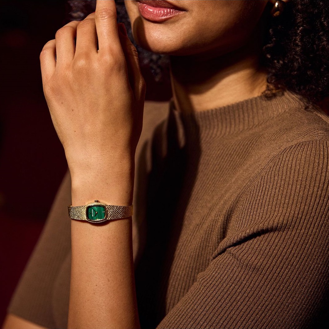 BULOVA Goddes Of Time Green Malachite Dial 17mm Gold Stainless Steel Mesh Bracelet 97L184 - 