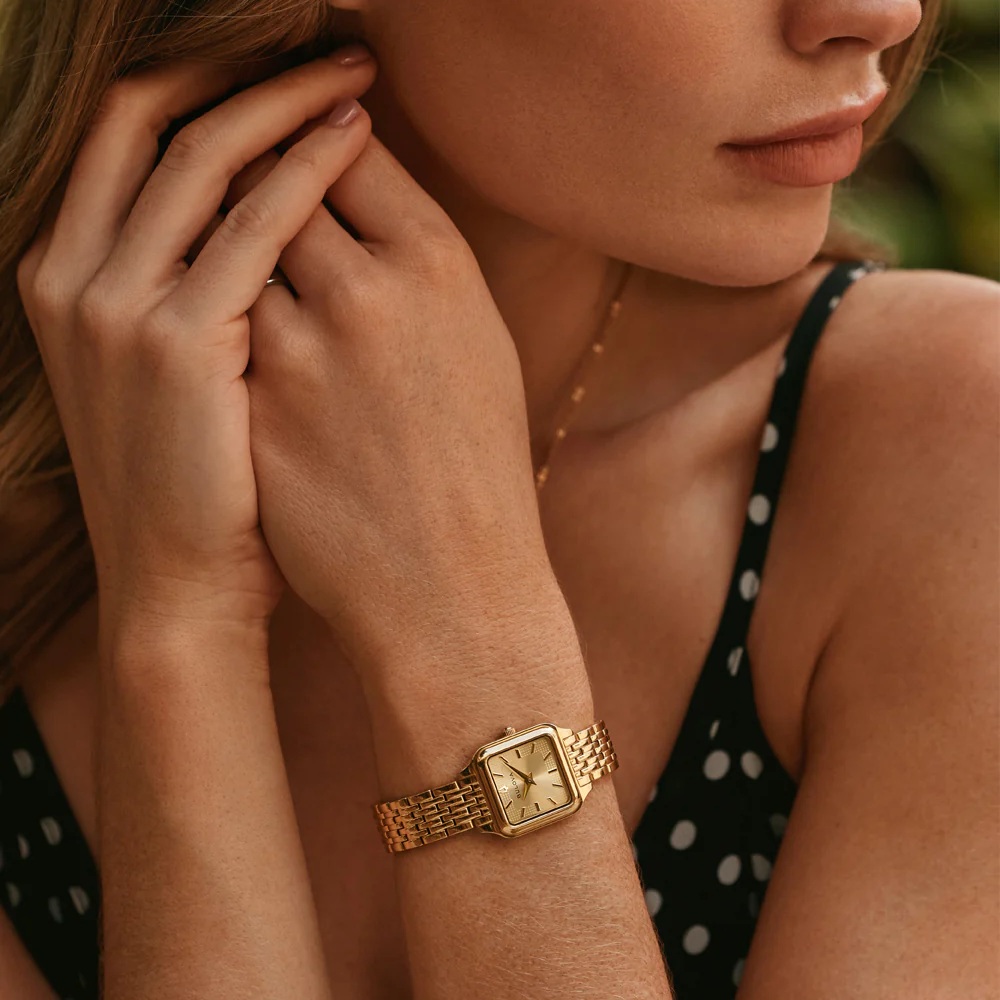 BULOVA Sutton Square Gold Dial 23mm Gold Stainless Steel Bracelet 97L191 - 