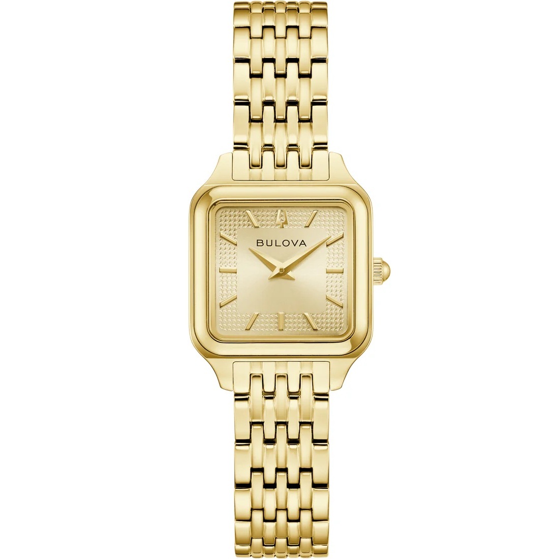 BULOVA Sutton Square Gold Dial 23mm Gold Stainless Steel Bracelet 97L191 - 