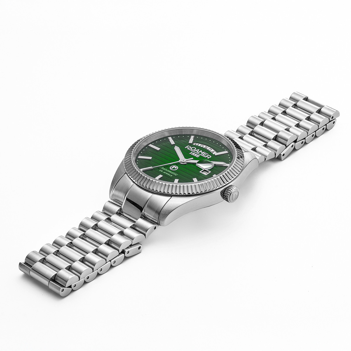 ROAMER Primeline Daydate II Green Dial Automatic 42mm Silver Stainless Steel Bracelet 981666-41-75-50 - 4