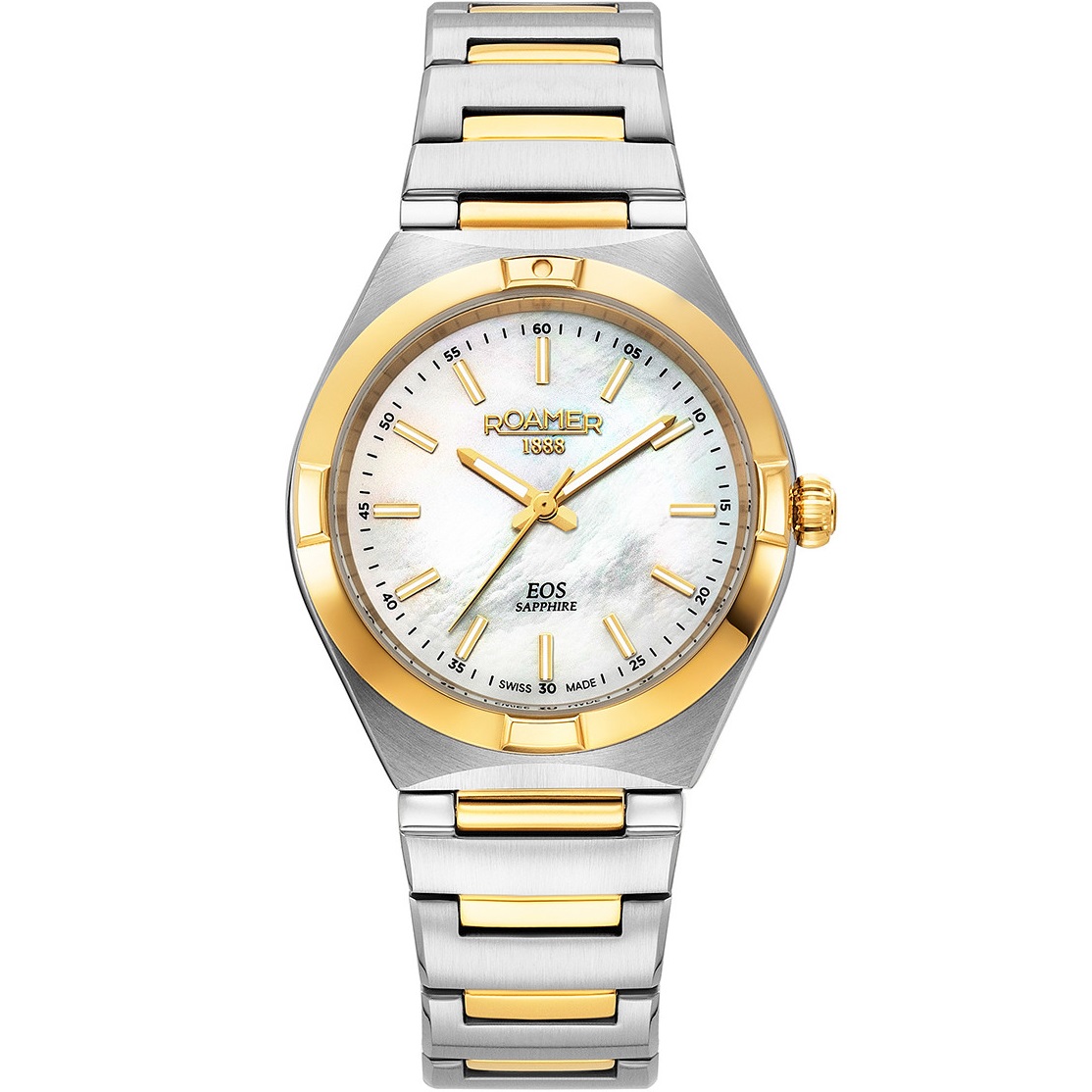 ROAMER Eos Classic White Pearl Dial 34mm Two Tone Gold Stainless Steel Bracelet 982847-47-20-20 - 