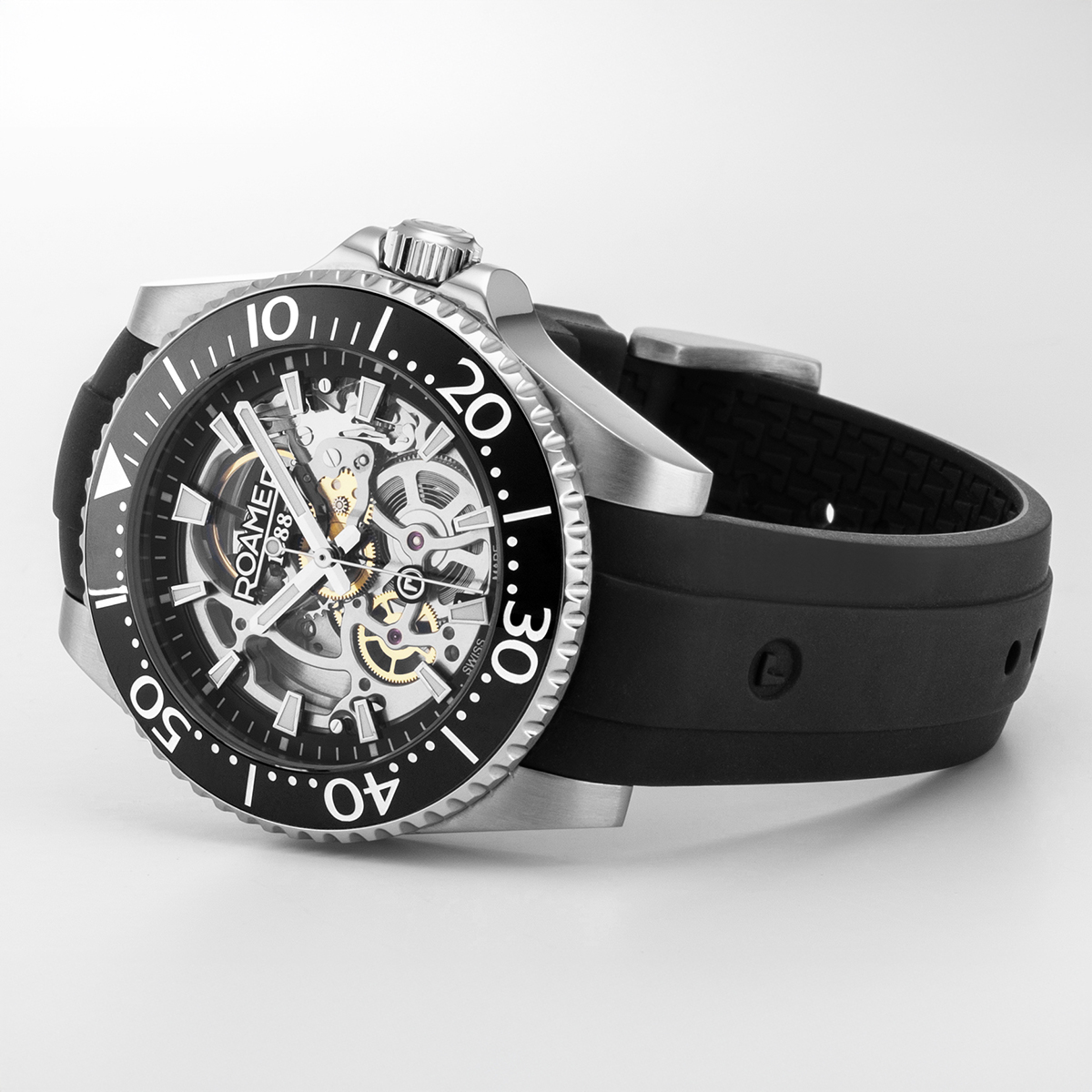 ROAMER Premier Skeleton Limited Silver Dial 42mm Box Set Silver Stainless Steel Bracelet with Extra Rubber Strap 986984-41-85-20 - 7