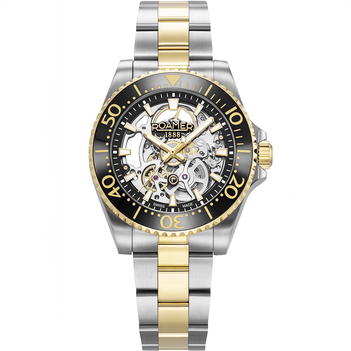 ROAMER Premier Skeleton Limited Silver Dial 42mm Box Set Two Tone Gold Stainless Steel Bracelet with Extra Rubber Strap 986984-47-85-21 - 3