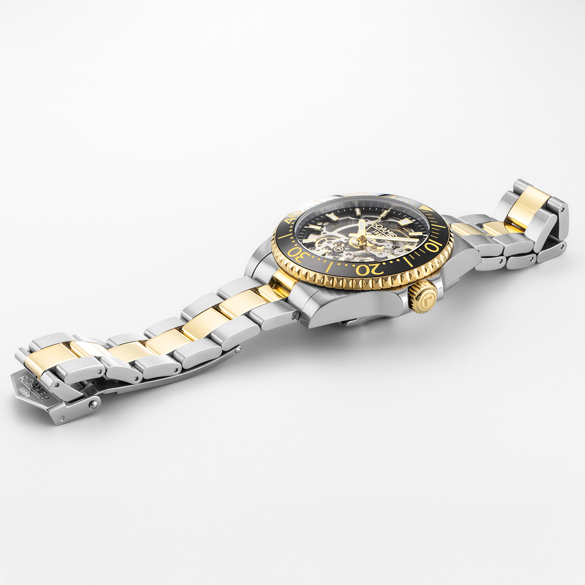 ROAMER Premier Skeleton Limited Silver Dial 42mm Box Set Two Tone Gold Stainless Steel Bracelet with Extra Rubber Strap 986984-47-85-21 - 6