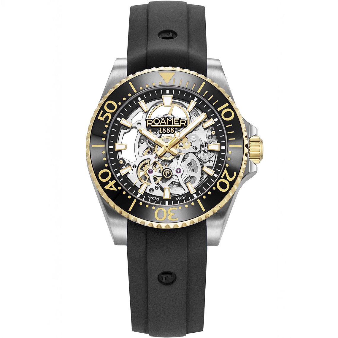 ROAMER Premier Skeleton Limited Silver Dial 42mm Box Set Two Tone Gold Stainless Steel Bracelet with Extra Rubber Strap 986984-47-85-21 - 4