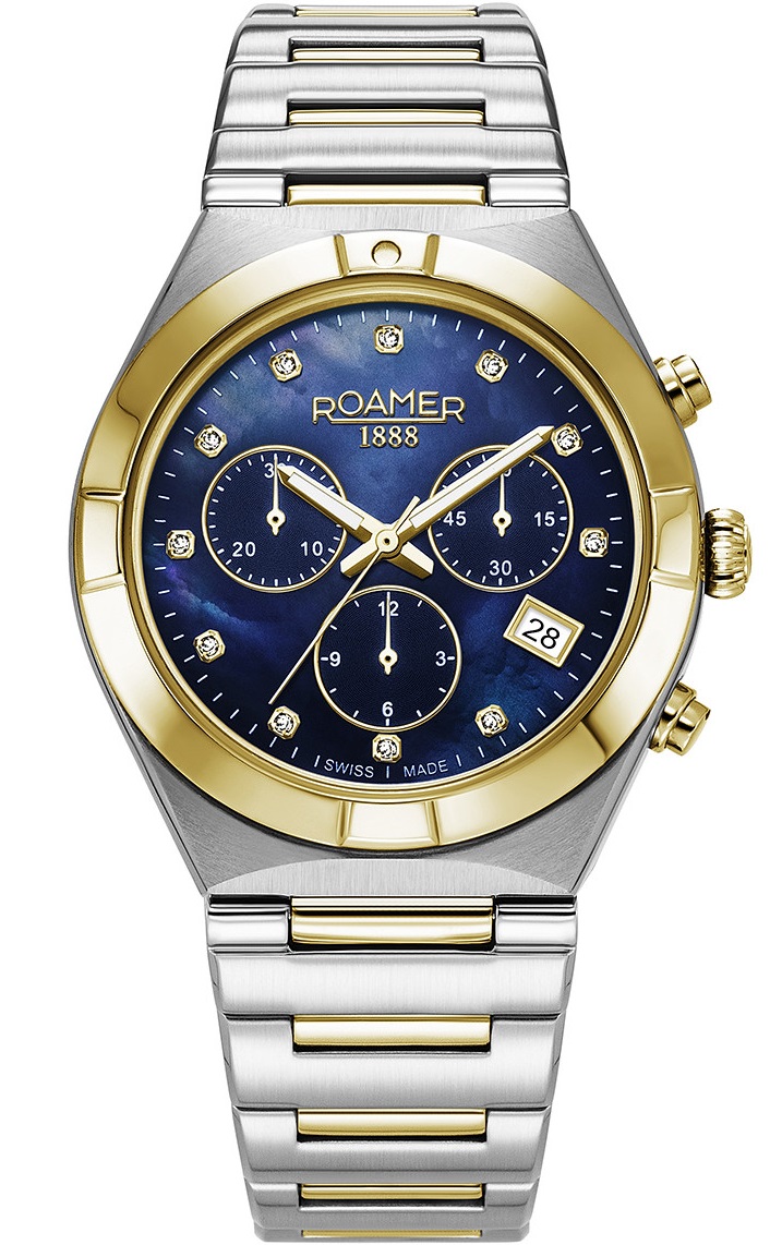 ROAMER Eos Chronograph 38mm Two Tone Gold Stainless Steel Bracelet 987837-47-40-20 - 