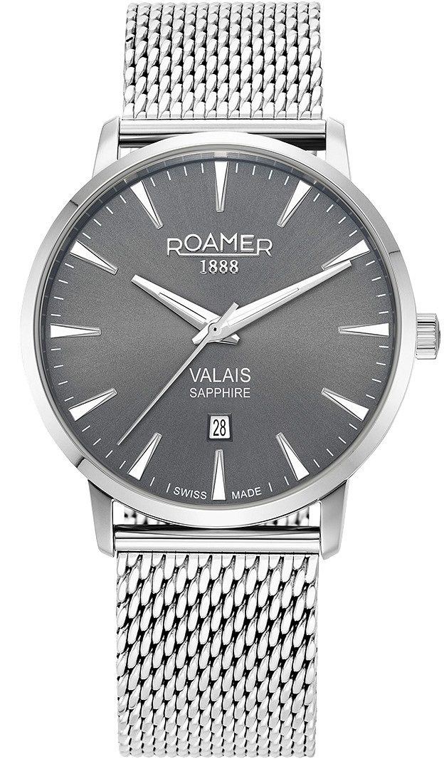 ROAMER Valais Box Set Grey Dial 42mm Silver Stainless Steel Mesh Bracelet 988833-41-55-05 - 