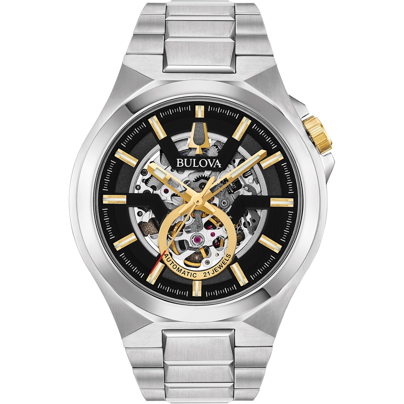BULOVA Maquina Skeleton Automatic Black Dial 46mm Silver Stainless Steel Bracelet 98A224 - 