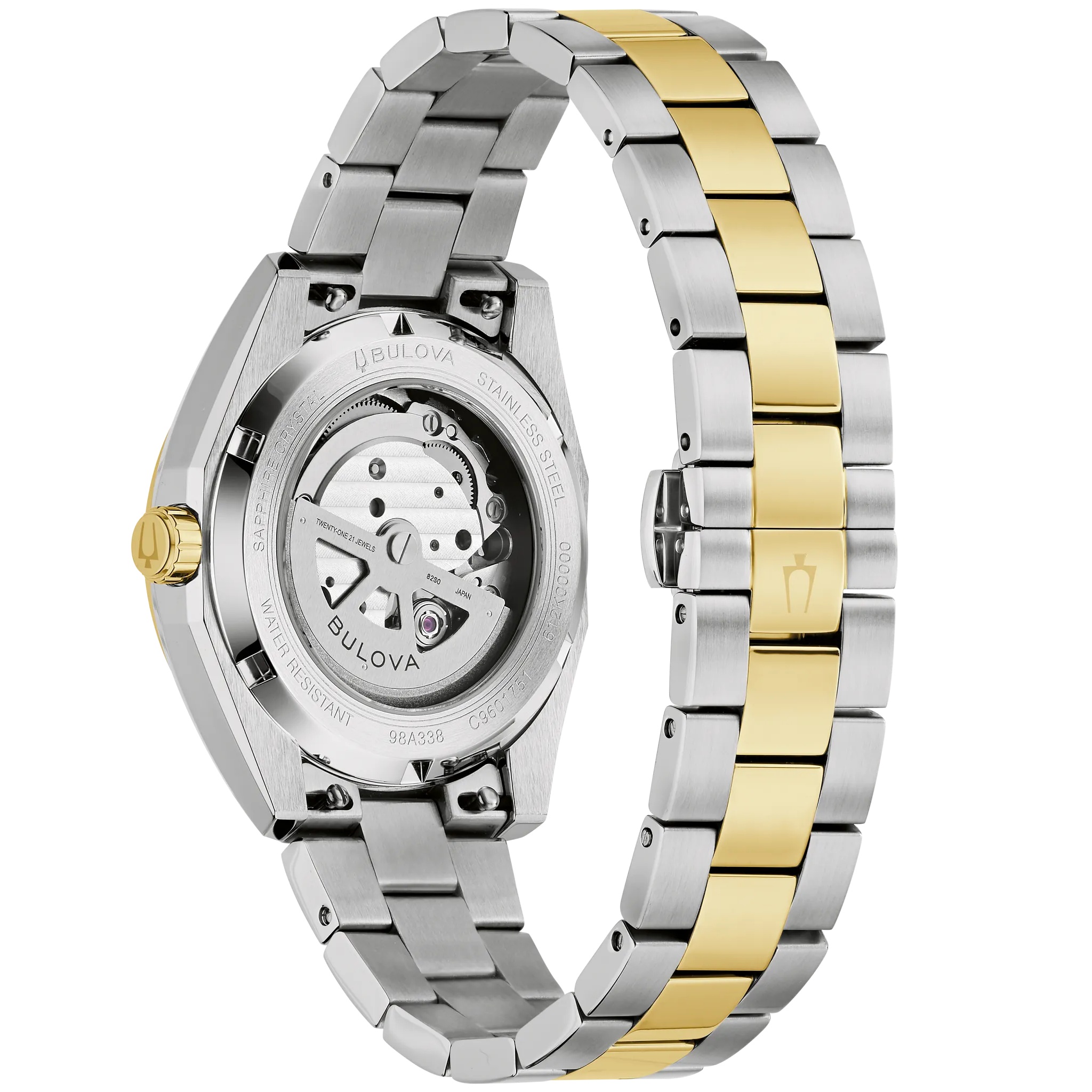 BULOVA Surveyor Open Aperture Automatic Green Dial 39mm Two Tone Gold Stainless Steel Bracelet 98A338 - 3