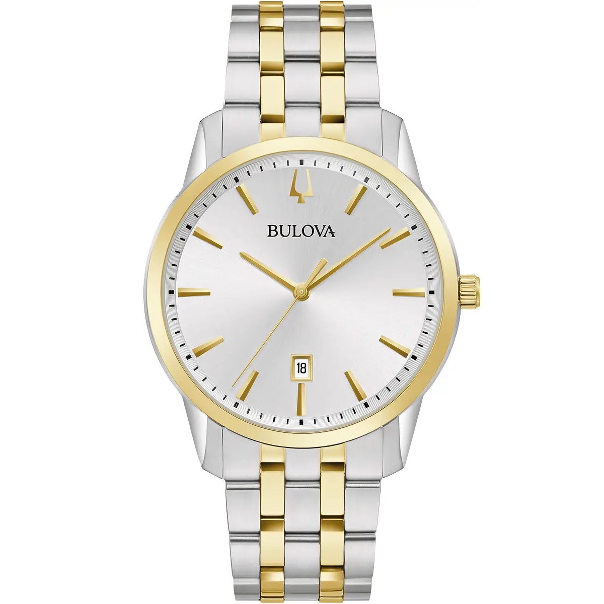 BULOVA Sutton Silver Dial 40mm Two Tone Gold Stainless Steel Bracelet 98B385 - 