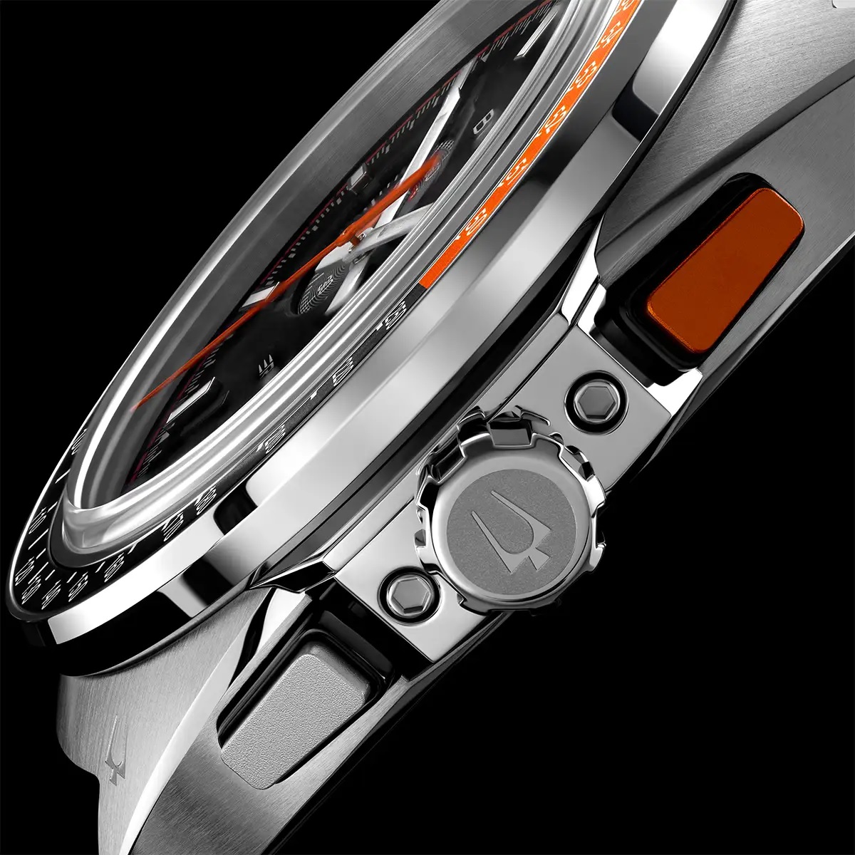 BULOVA Racer Chronograph Black Dial 42mm Silver Stainless Steel Brown Leather Strap 98B427 - 5