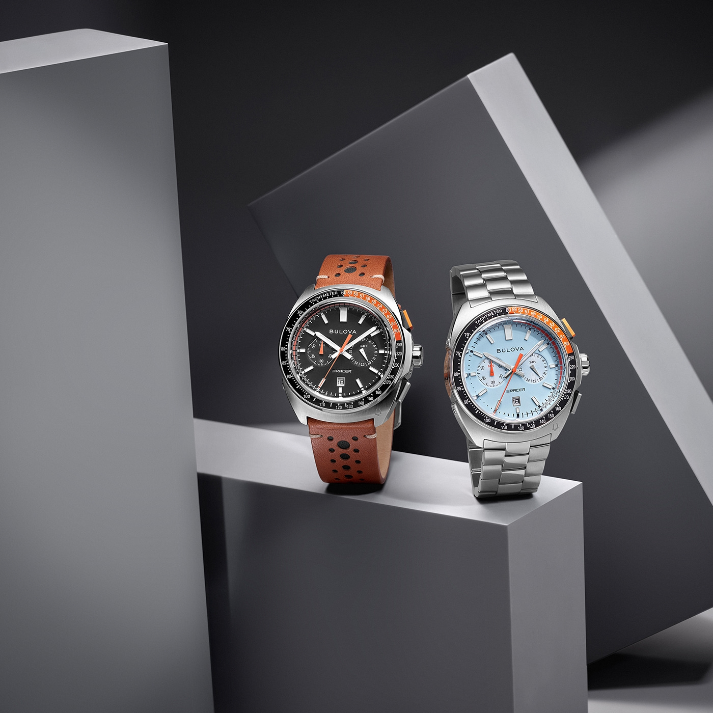 BULOVA Racer Chronograph Light Blue Dial 42mm Silver Stainless Steel Bracelet 98B432 - 5