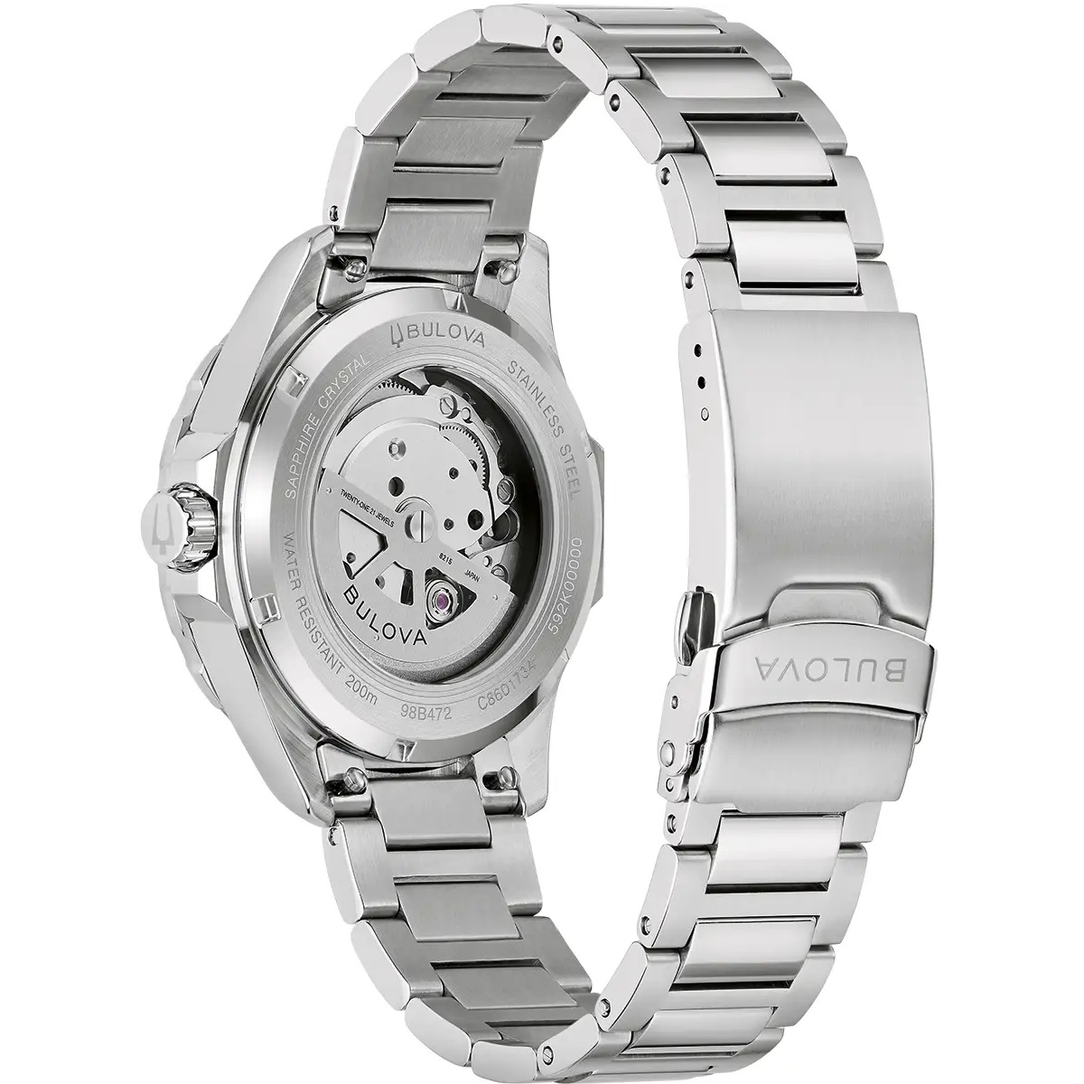 BULOVA Marine Star Series B Automatic Red Dial 41mm Silver Stainless Steel Bracelet 98B472 - 3