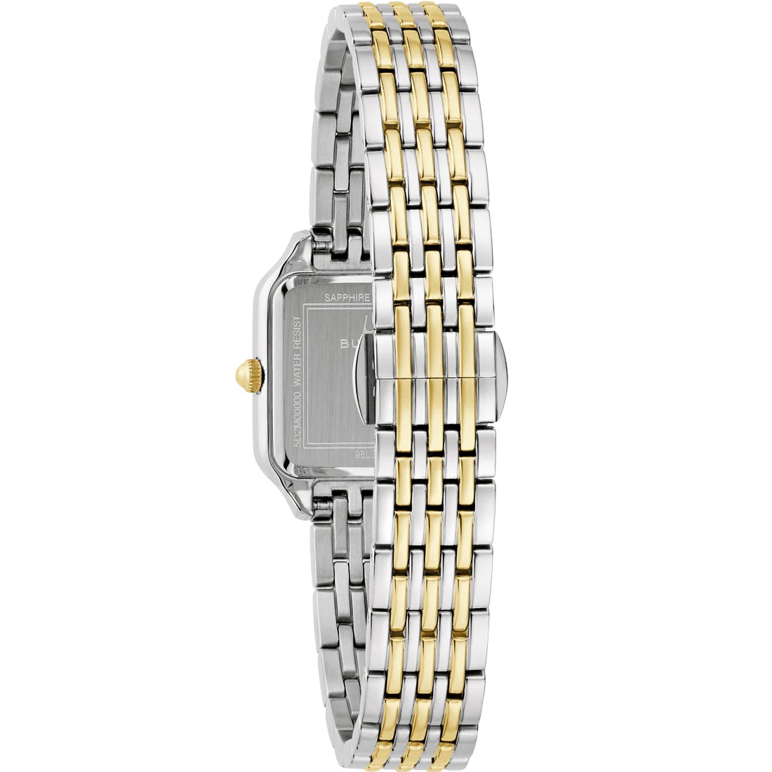 BULOVA Sutton Square Silver Dial 23mm Two Tone Gold Stainless Steel Bracelet 98L330 - 4