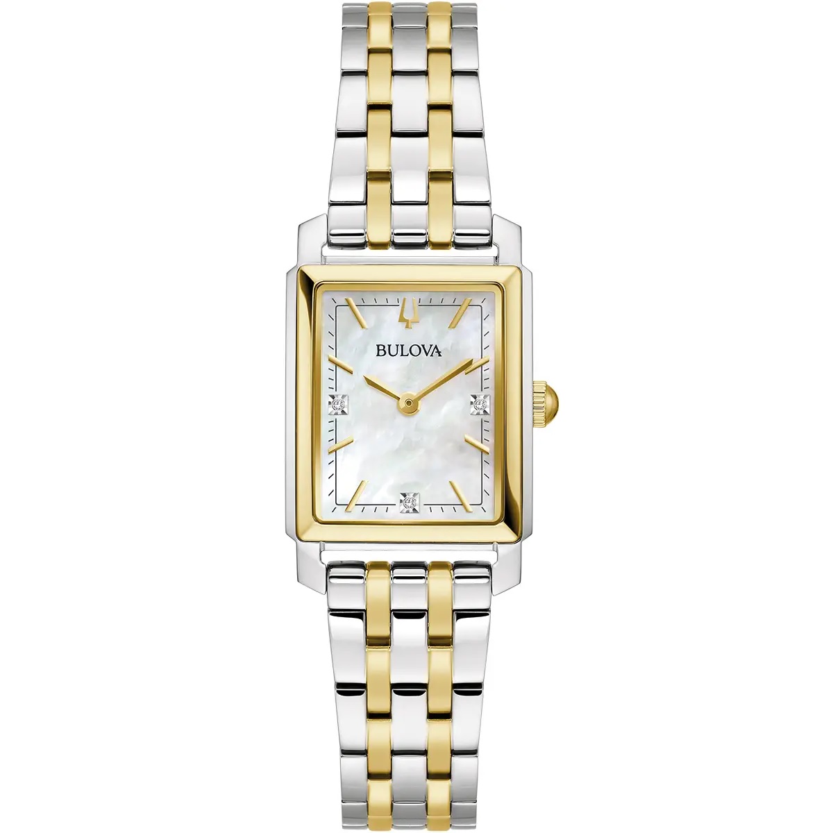 BULOVA Sutton White Pearl Dial with Diamonds 21×33mm Two Tone Gold Stainless Steel Bracelet 98P220 - 