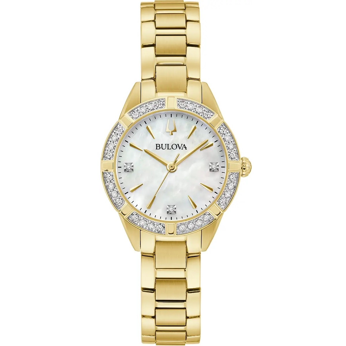 BULOVA Sutton Diamond White Pearl Dial 28mm Gold Stainless Steel Bracelet 98R297 - 