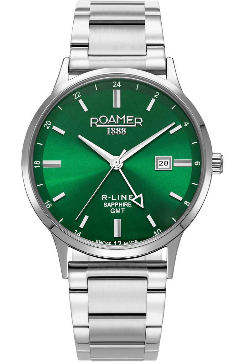 ROAMER R-Line GMT Box Set Green Dial 43mm Silver Stainless Steel Bracelet 990987-41-75-05 - 