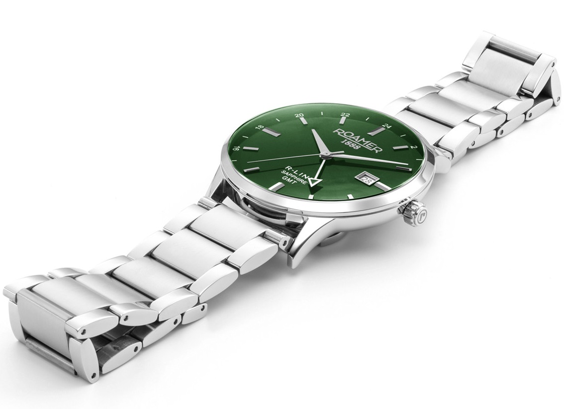 ROAMER R-Line GMT Box Set Green Dial 43mm Silver Stainless Steel Bracelet 990987-41-75-05 - 4