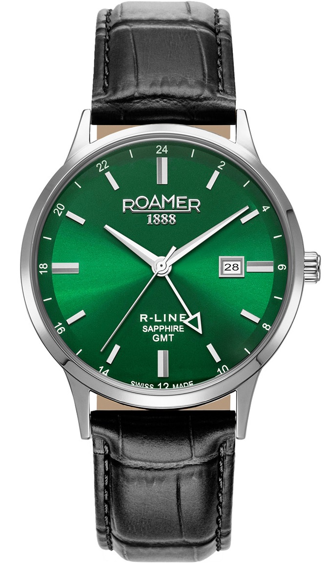 ROAMER R-Line GMT Box Set Green Dial 43mm Silver Stainless Steel Bracelet 990987-41-75-05 - 3