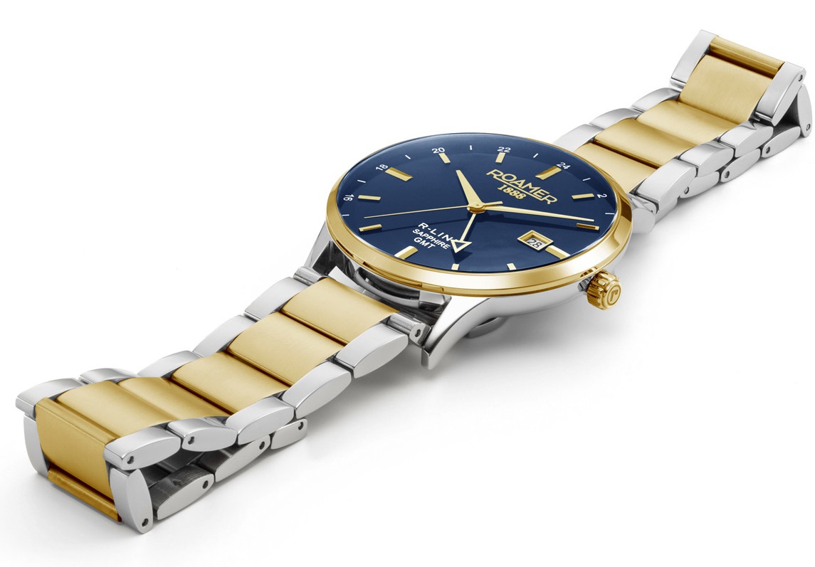 ROAMER R-Line GMT Box Set Blue Dial 43mm Two Tone Gold Stainless Steel Bracelet 990987-47-45-05 - 4