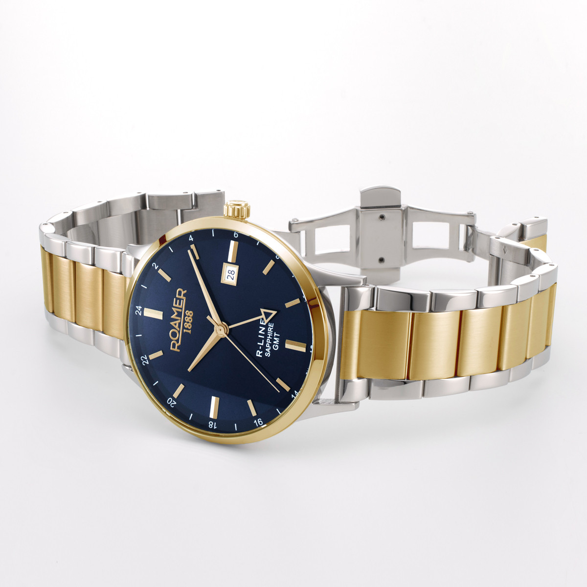 ROAMER R-Line GMT Box Set Blue Dial 43mm Two Tone Gold Stainless Steel Bracelet 990987-47-45-05 - 5