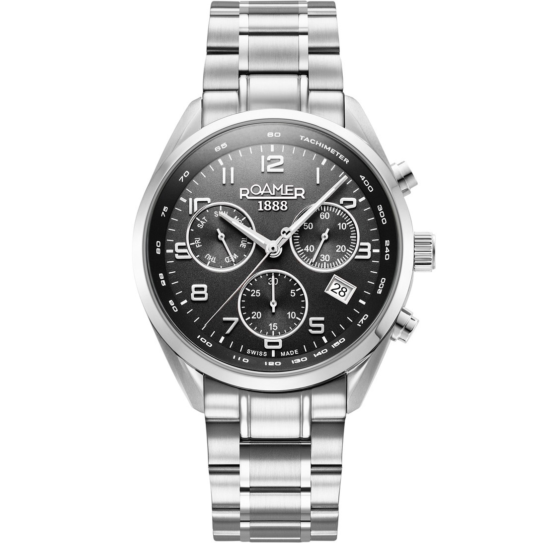 ROAMER Pro Chrono Black Dial 43.5mm Silver Stainless Steel Bracelet 993819-41-44-20 - 