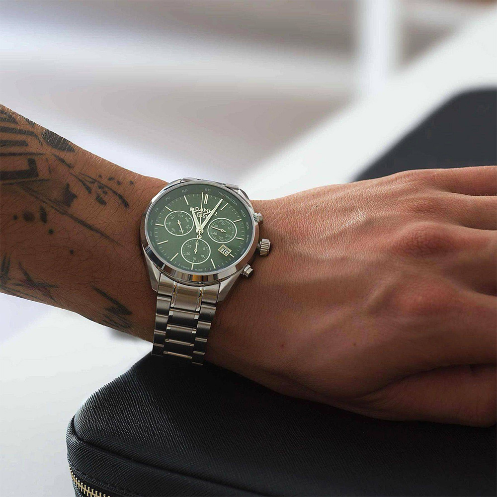 ROAMER Pro Chrono Green Dial 43.5mm Silver Stainless Steel Bracelet 993819-41-75-20 - 