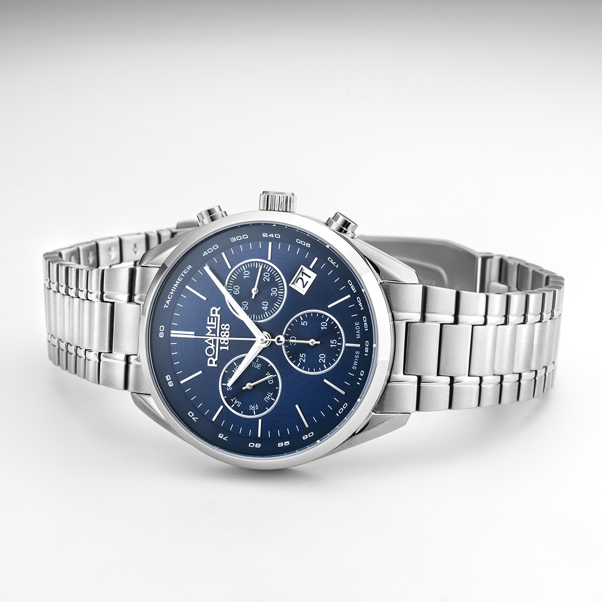 ROAMER Pro Chrono Blue Dial 43.5mm Silver Stainless Steel Bracelet 993819-41-45-20 - 