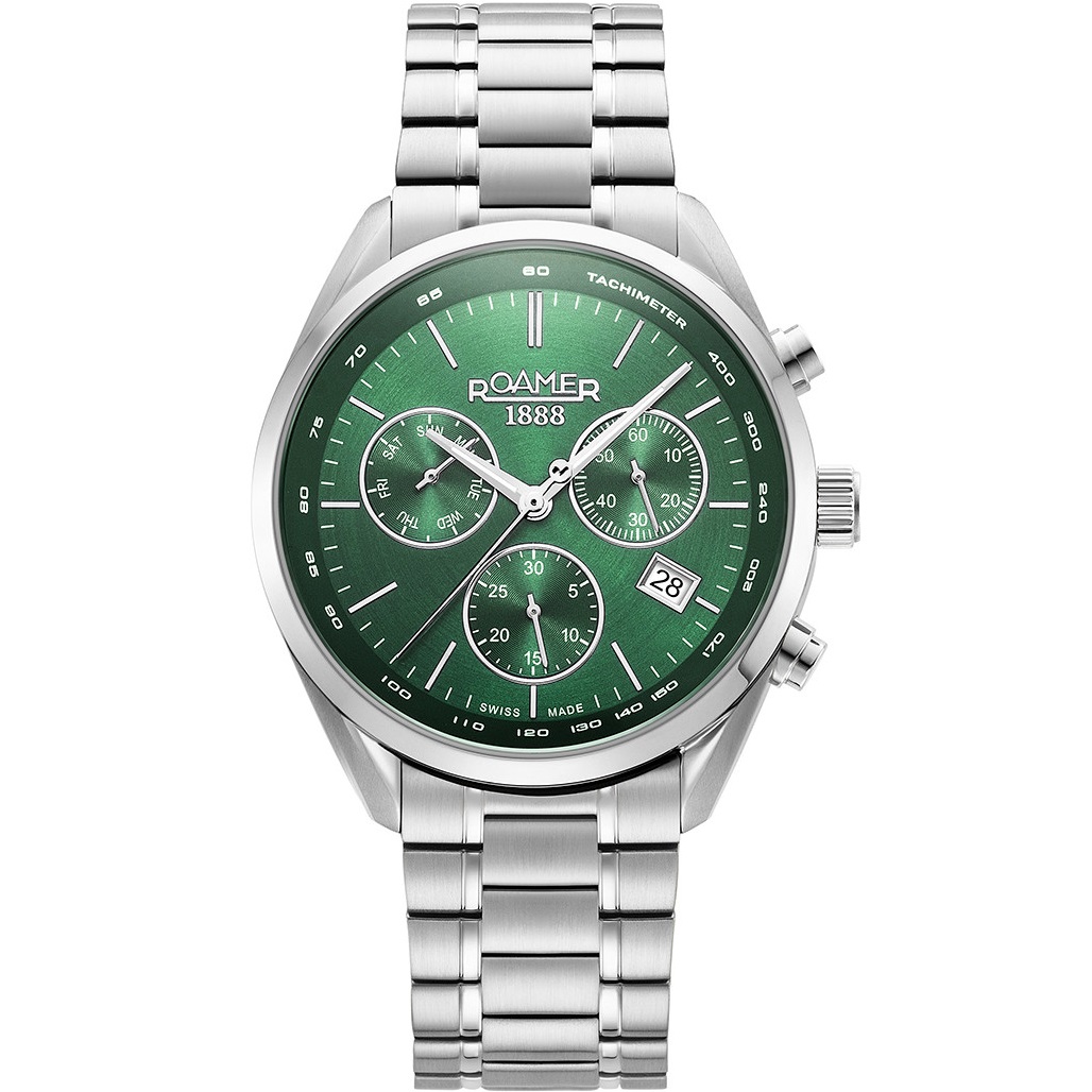 ROAMER Pro Chrono Green Dial 43.5mm Silver Stainless Steel Bracelet 993819-41-75-20 - 